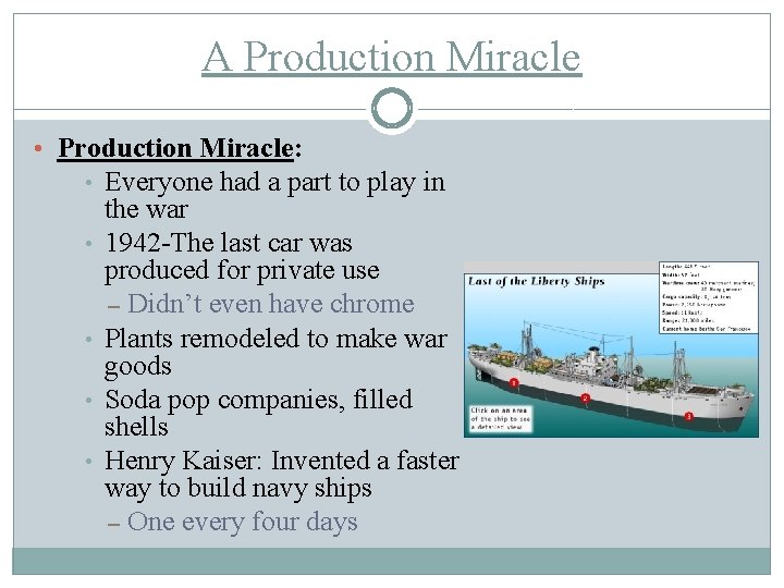 A Production Miracle • Production Miracle: • • • Everyone had a part to