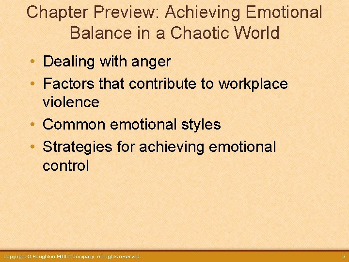 Chapter Preview: Achieving Emotional Balance in a Chaotic World • Dealing with anger •