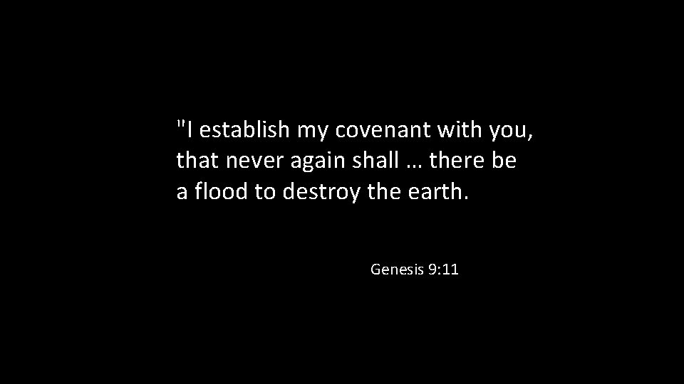 "I establish my covenant with you, that never again shall … there be a