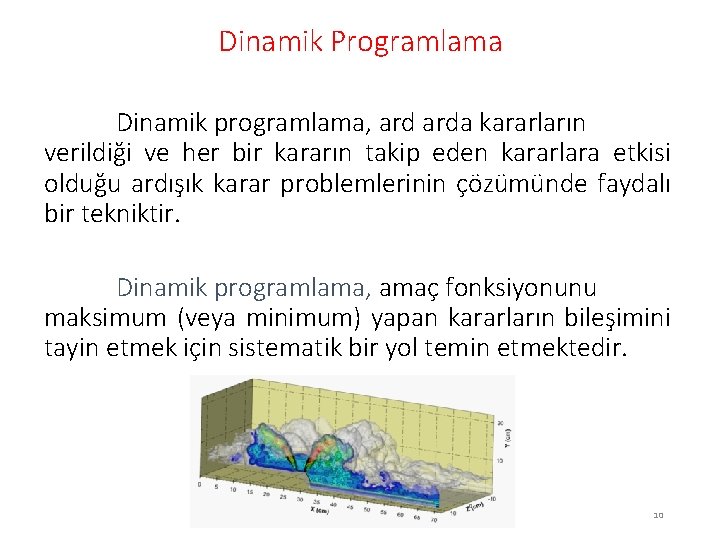 Dinamik Programlama Dinamik programlama, arda kararların verildiği ve her bir kararın takip eden kararlara