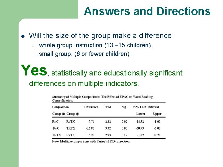 Answers and Directions l Will the size of the group make a difference –