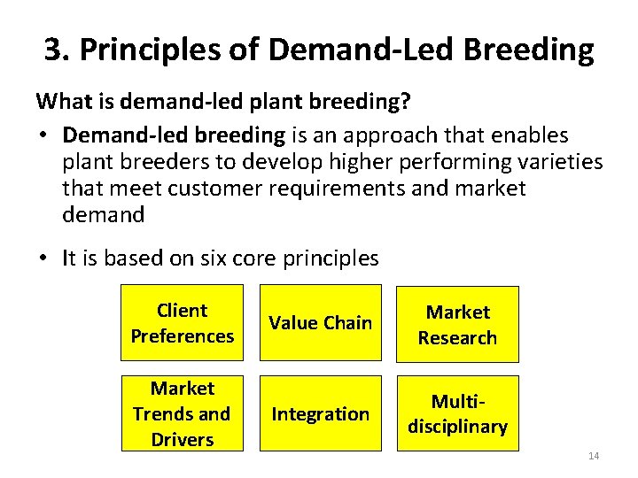 3. Principles of Demand-Led Breeding What is demand-led plant breeding? • Demand-led breeding is