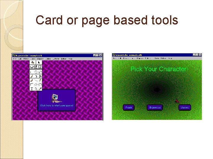 Card or page based tools 