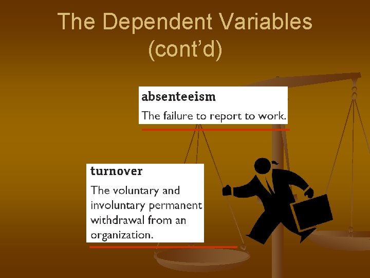 The Dependent Variables (cont’d) 