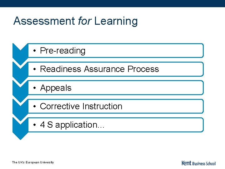 Assessment for Learning • Pre-reading • Readiness Assurance Process • Appeals • Corrective Instruction