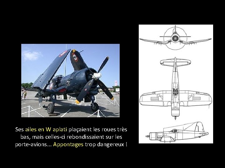 Ses ailes en W aplati plaçaient les roues très bas, mais celles-ci rebondissaient sur