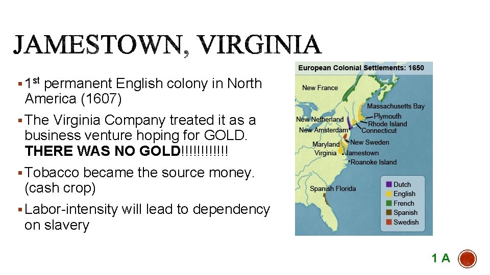 § 1 st permanent English colony in North America (1607) § The Virginia Company