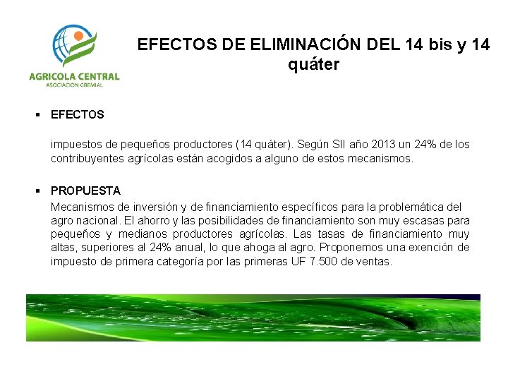 EFECTOS DE ELIMINACIÓN DEL 14 bis y 14 quáter § EFECTOS impuestos de pequeños