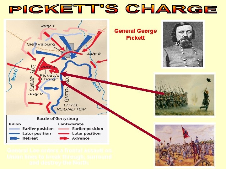 General George Pickett General Lee orders a frontal assault on Union lines to break