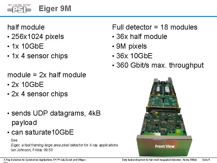 Eiger 9 M half module • 256 x 1024 pixels • 1 x 10