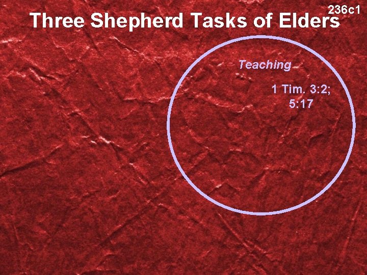 236 c 1 Three Shepherd Tasks of Elders Teaching 1 Tim. 3: 2; 5: