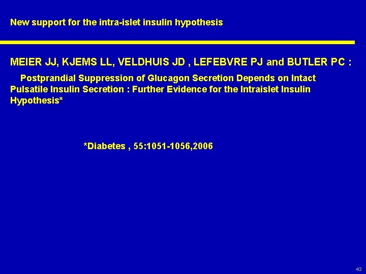 New support for the intra-islet insulin hypothesis MEIER JJ, KJEMS LL, VELDHUIS JD ,