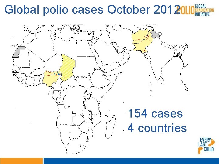 Global polio cases October 2012 154 cases 4 countries 