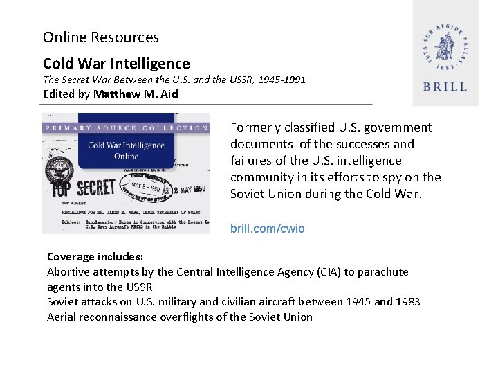 Online Resources Cold War Intelligence The Secret War Between the U. S. and the