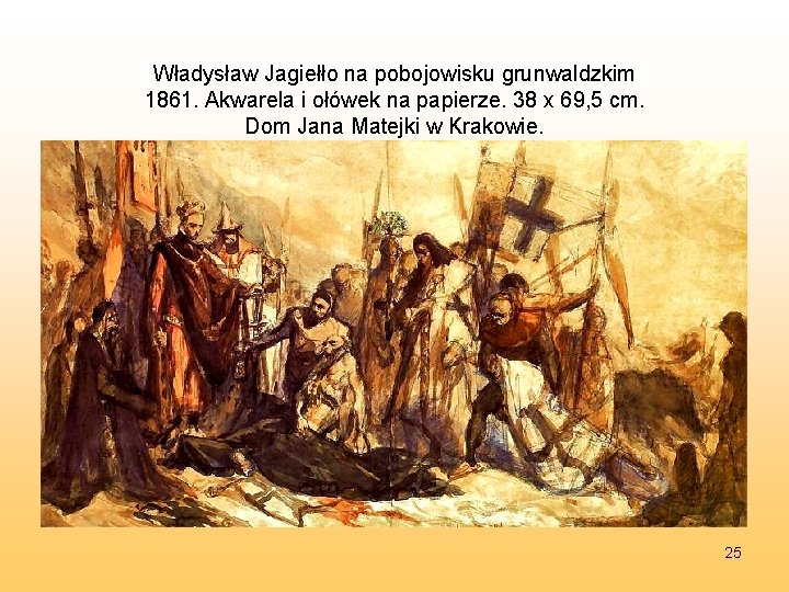 Władysław Jagiełło na pobojowisku grunwaldzkim 1861. Akwarela i ołówek na papierze. 38 x 69,