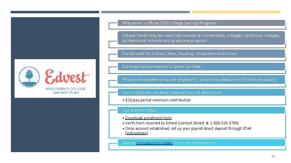 Wisconsin’s official 529 College Savings Program Edvest funds may be used nationwide at universities,