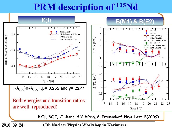 PRM description of 135 Nd E(I) B(M 1) & B(E 2) ph 11/22 nh