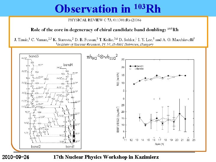 Observation in 103 Rh ph 9/2 -1 nh 11/22 2010 -09 -24 17 th