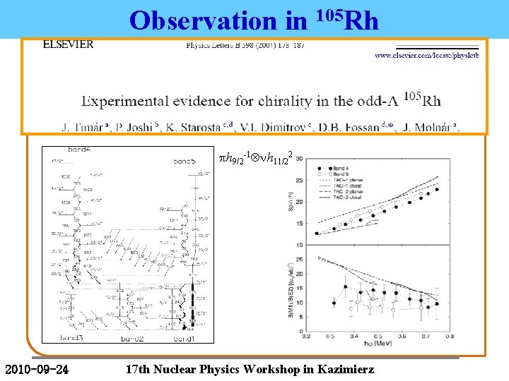 Observation in 105 Rh ph 9/2 -1 nh 11/22 2010 -09 -24 17 th