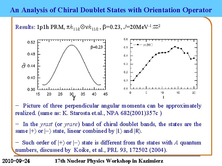 An Analysis of Chiral Doublet States with Orientation Operator Results: 1 p 1 h