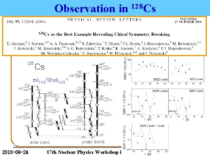 Observation in 128 Cs ph 11/21 nh 11/2 -1 2010 -09 -24 17 th