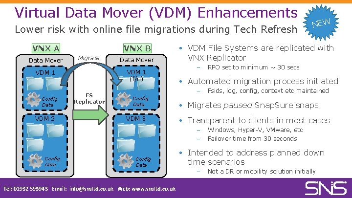 Virtual Data Mover (VDM) Enhancements Lower risk with online file migrations during Tech Refresh