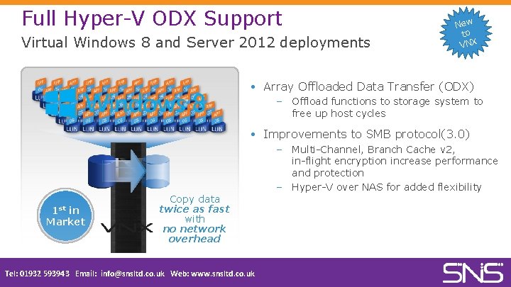 Full Hyper-V ODX Support Virtual Windows 8 and Server 2012 deployments New to VNX