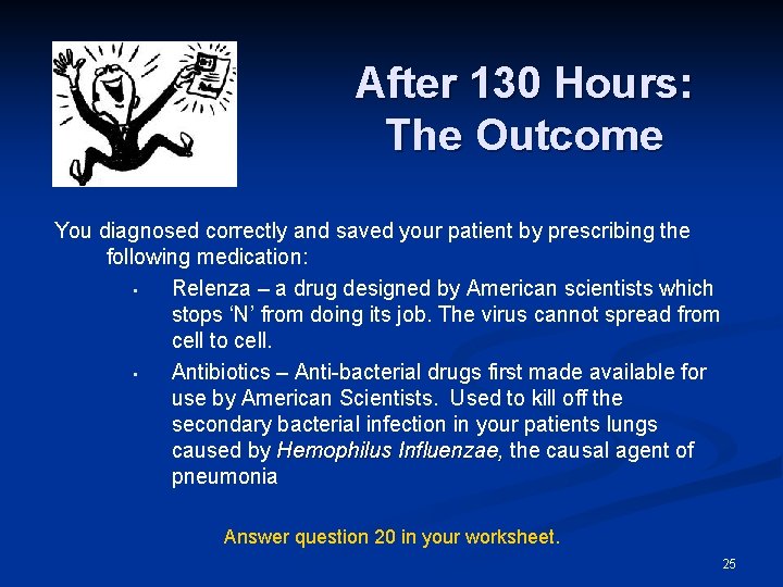 After 130 Hours: The Outcome You diagnosed correctly and saved your patient by prescribing