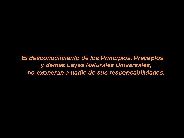 El desconocimiento de los Principios, Preceptos y demás Leyes Naturales Universales, no exoneran a