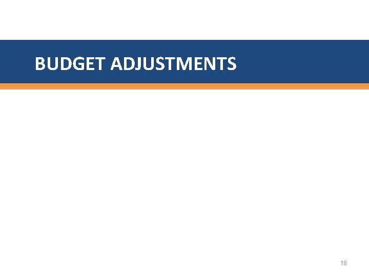 BUDGET ADJUSTMENTS 18 