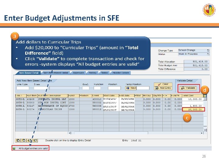 Enter Budget Adjustments in SFE 26 