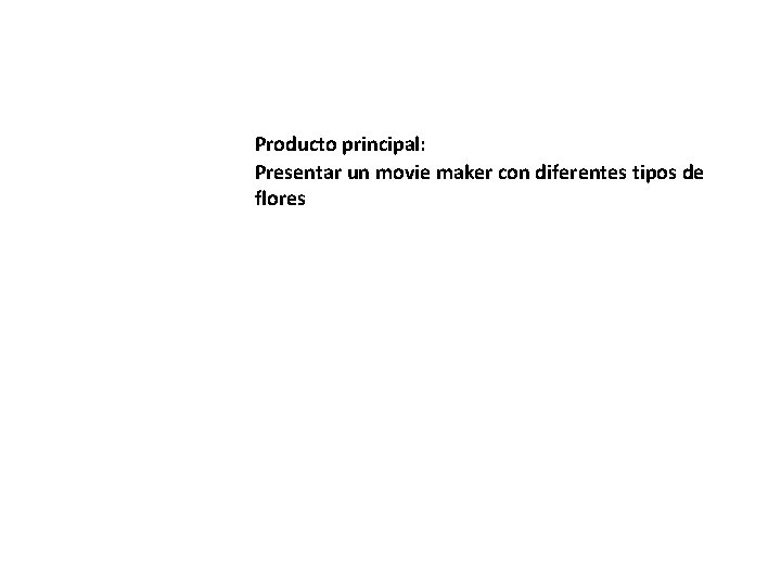 Producto principal: Presentar un movie maker con diferentes tipos de flores 