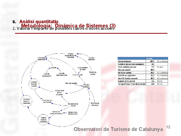 II. Anàlisi quantitatiu Metodologia: Dinàmica de Sistemes (3) 2. Valorar l’impacte de possibles canvis