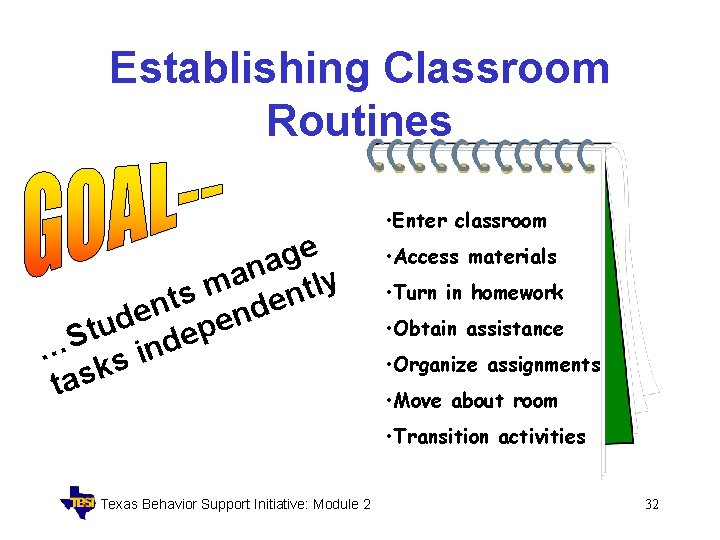 Establishing Classroom Routines e g na ly a m t s n t e