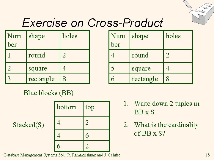 Exercise on Cross-Product holes 2 Num shape ber 4 round 4 8 5 6