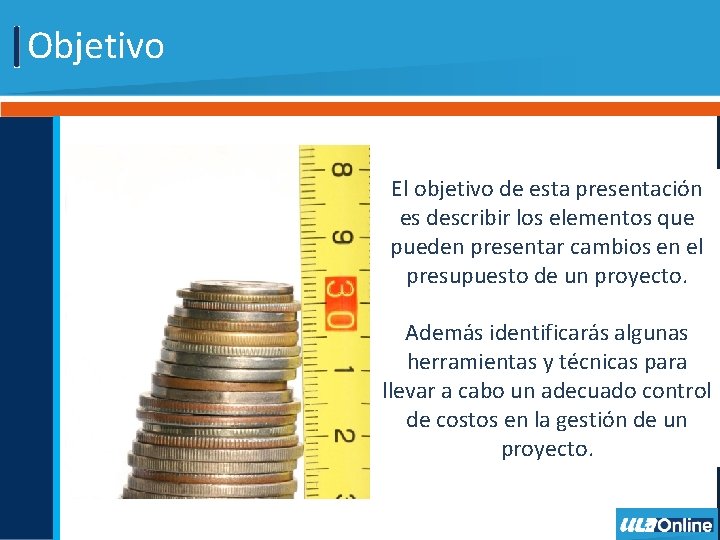 Objetivo El objetivo de esta presentación es describir los elementos que pueden presentar cambios