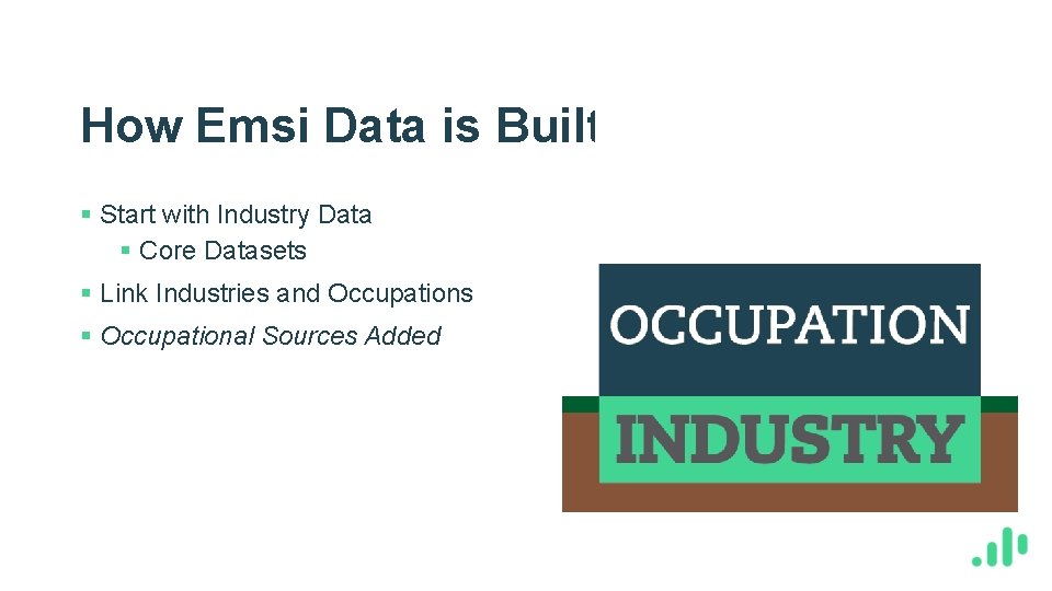 How Emsi Data is Built § Start with Industry Data § Core Datasets §