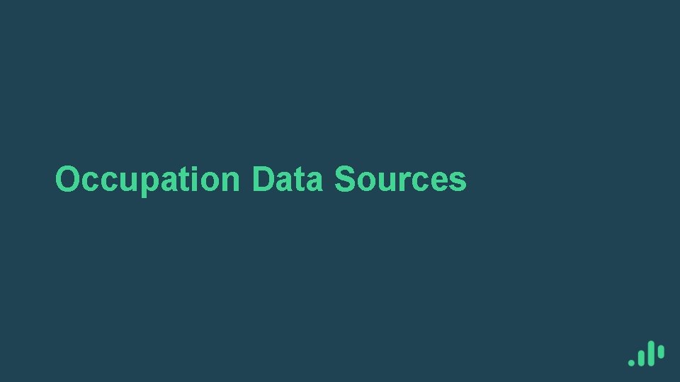 Occupation Data Sources 
