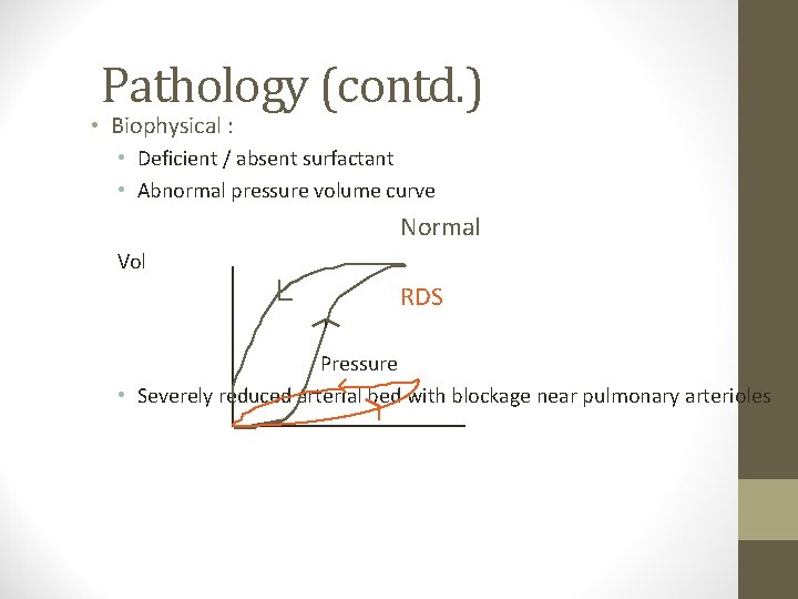 Pathology (contd. ) • Biophysical : • Deficient / absent surfactant • Abnormal pressure