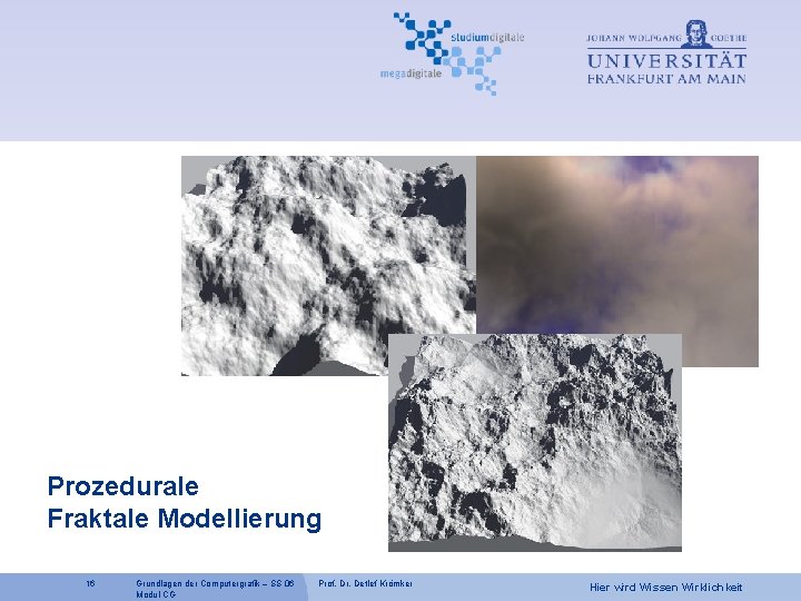 Prozedurale Fraktale Modellierung 16 Grundlagen der Computergrafik – SS 06 Modul CG Prof. Dr.