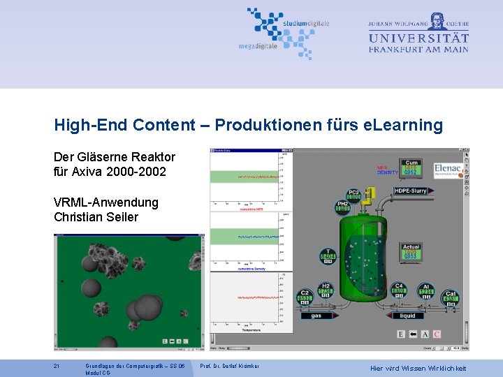 High-End Content – Produktionen fürs e. Learning Der Gläserne Reaktor für Axiva 2000 -2002