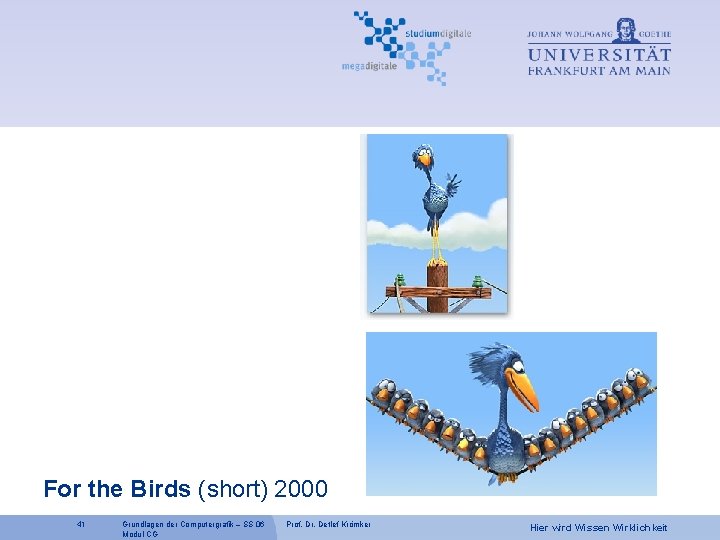 For the Birds (short) 2000 41 Grundlagen der Computergrafik – SS 06 Modul CG