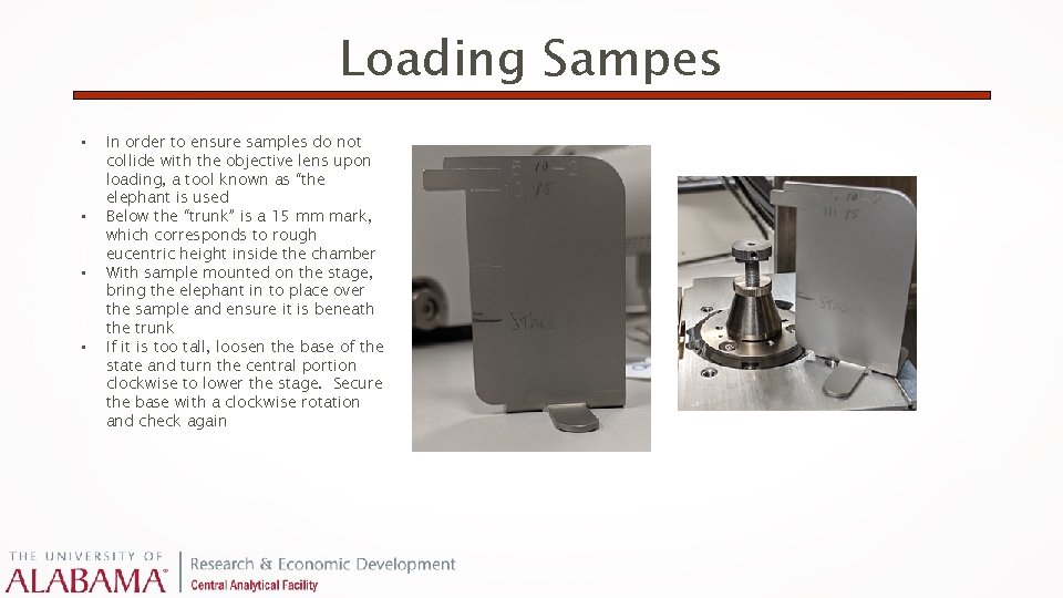 Loading Sampes • • In order to ensure samples do not collide with the