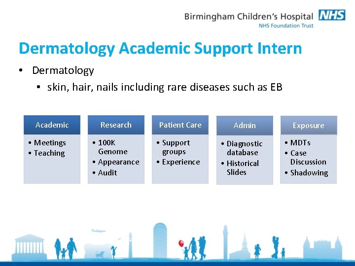 Dermatology Academic Support Intern • Dermatology • skin, hair, nails including rare diseases such