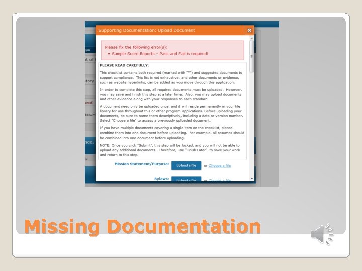 Missing Documentation 
