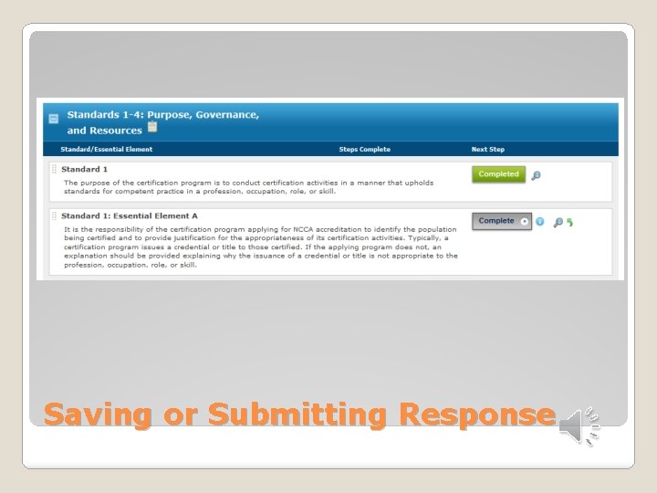 Saving or Submitting Response 