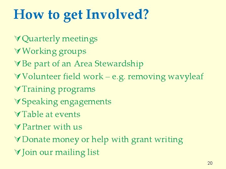 How to get Involved? Ú Quarterly meetings Ú Working groups Ú Be part of