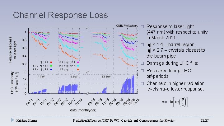 Channel Response Loss Kristina Hanna � Response to laser light (447 nm) with respect
