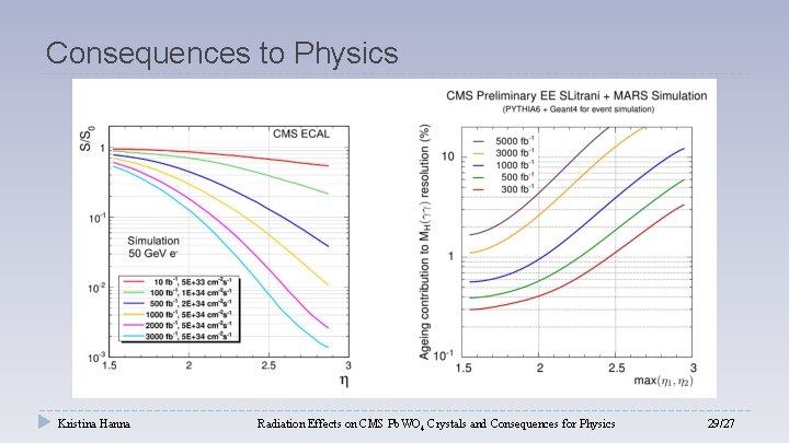 Consequences to Physics Kristina Hanna Radiation Effects on CMS Pb. WO 4 Crystals and