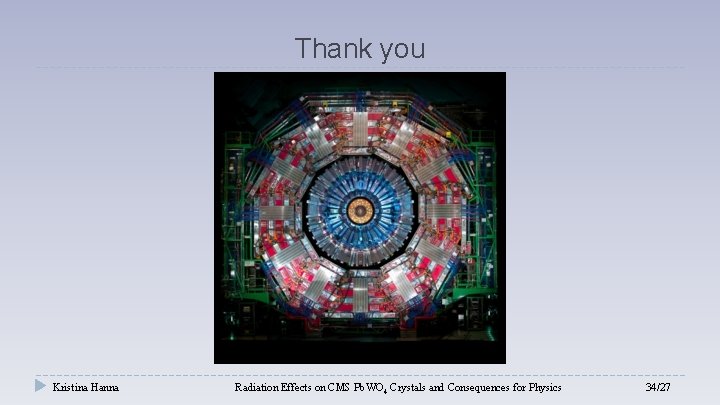 Thank you Kristina Hanna Radiation Effects on CMS Pb. WO 4 Crystals and Consequences